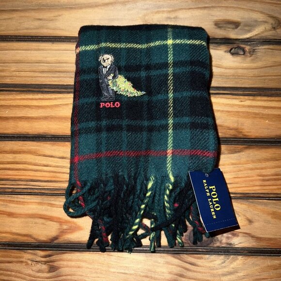 Polo Ralph Lauren Other - Polo Ralph Lauren Tartan Plaid Scarf Wool Blend Knit Tassel Unisex NEW